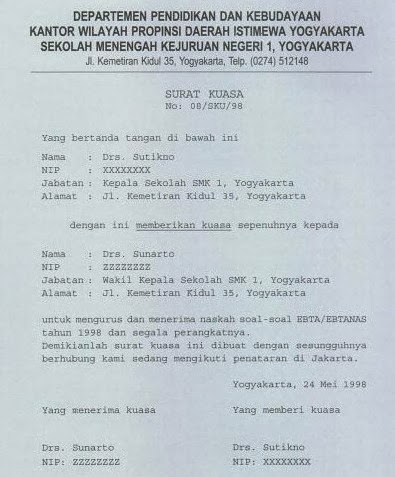 Pengertian Surat Kuasa, Ciri, Fungsi, Bagian, Unsur, Macam 