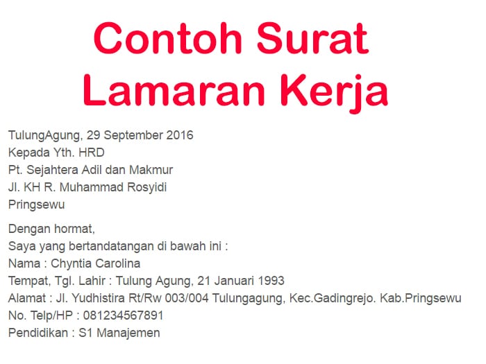 Tips Dan Cara Menulis Surat Lamaran Kerja Yang Baik Dan