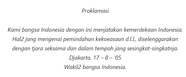 Teks Proklamasi Kemerdekaan Republik Indonesia (Klad ...