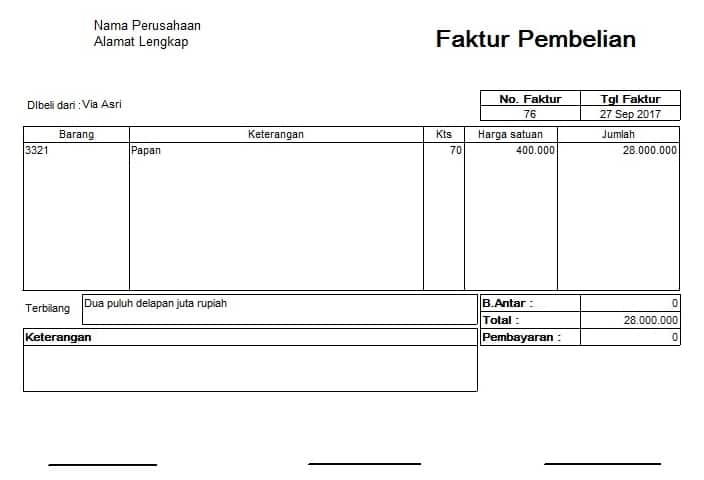 Pengertian Faktur Ciri Fungsi Macam Jenis Dan Contohnya