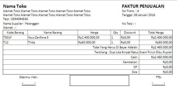 Pengertian Faktur Ciri Fungsi Macam Jenis Dan Contohnya